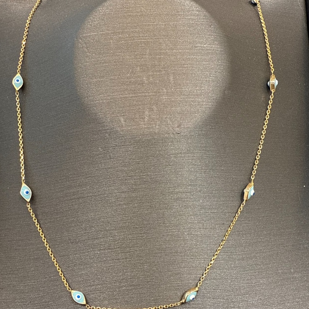 Gold Evil Eye Necklace 14K